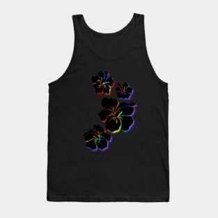 Hibiscus black with rainbow accents Tank Top